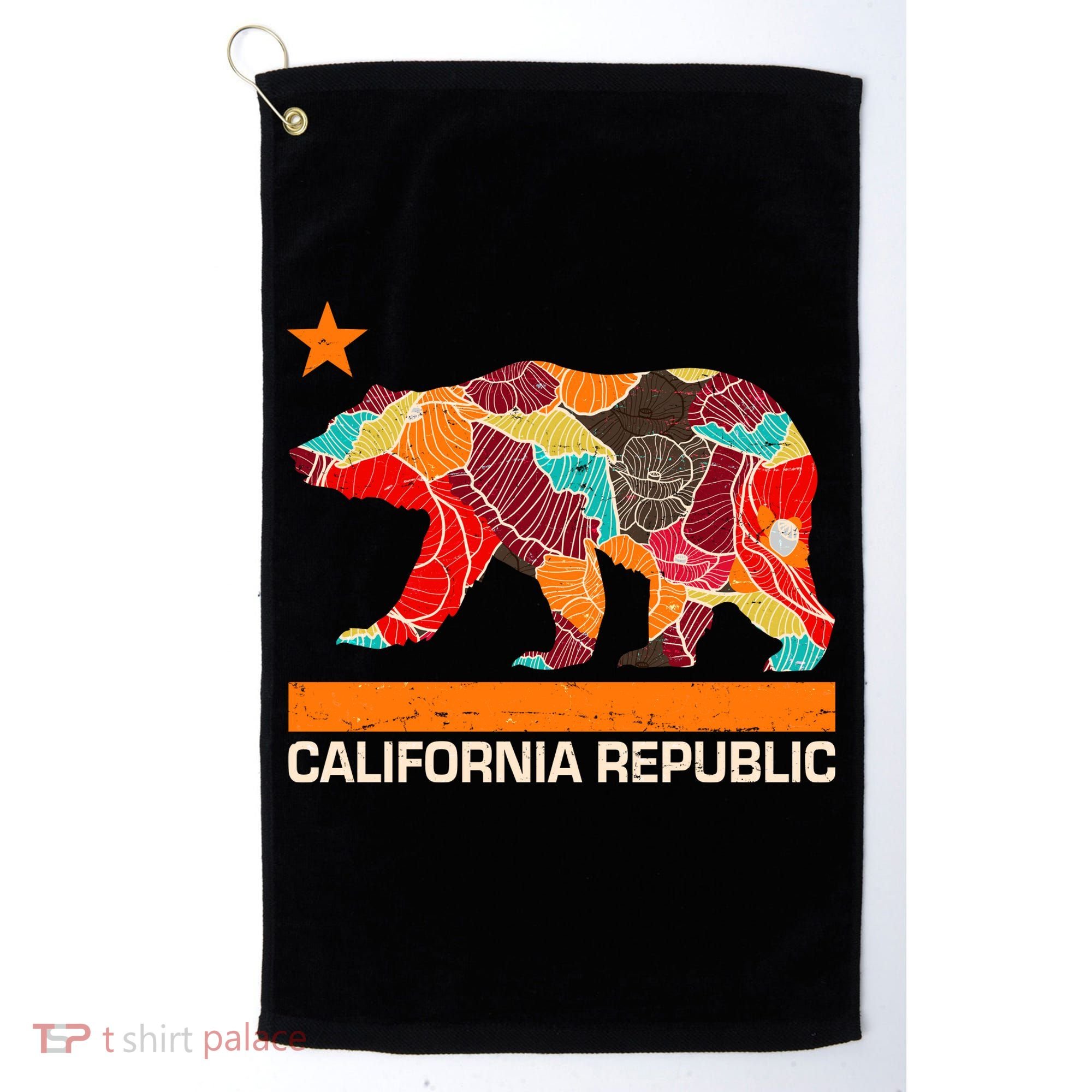 California Republic Logo Flower Floral Pattern Bear Golf Towel