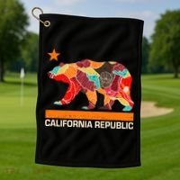 California Republic Logo Flower Floral Pattern Bear Golf Towel thumb 1