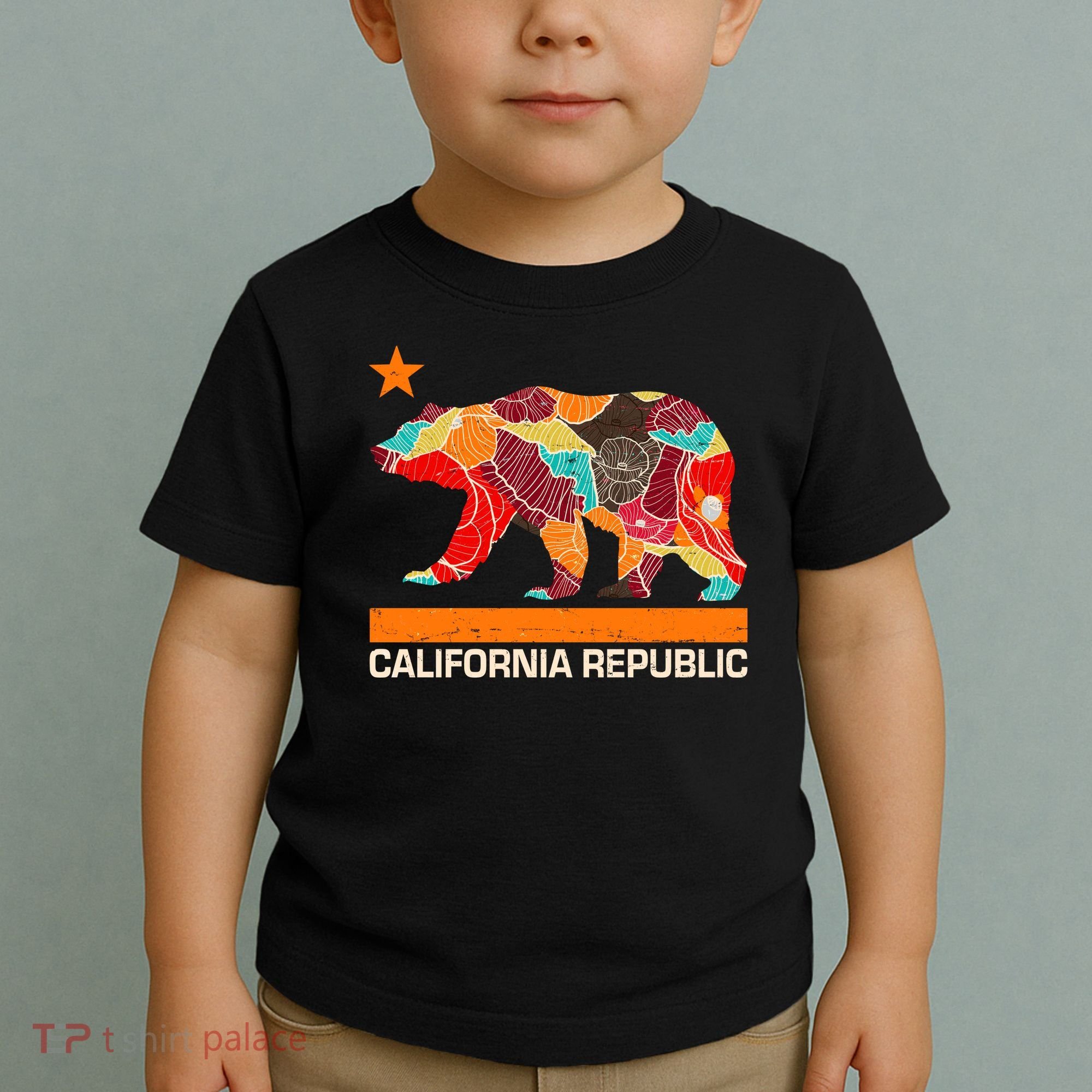 California Republic Logo Flower Floral Pattern Bear Toddler T-Shirt