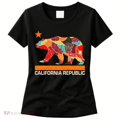 California Republic Logo Flower Floral Pattern Bear Women's T-Shirt