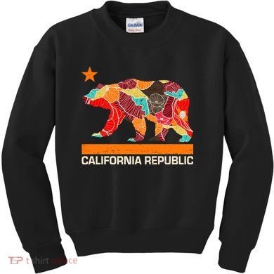 California Republic Logo Flower Floral Pattern Bear Kids Sweatshirt