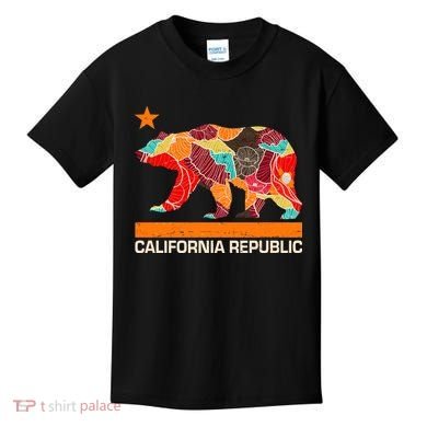 California Republic Logo Flower Floral Pattern Bear Kids T-Shirt