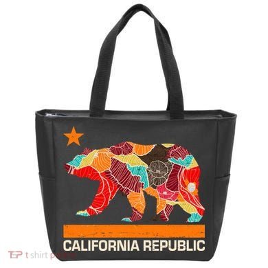 California Republic Logo Flower Floral Pattern Bear Tote Bag