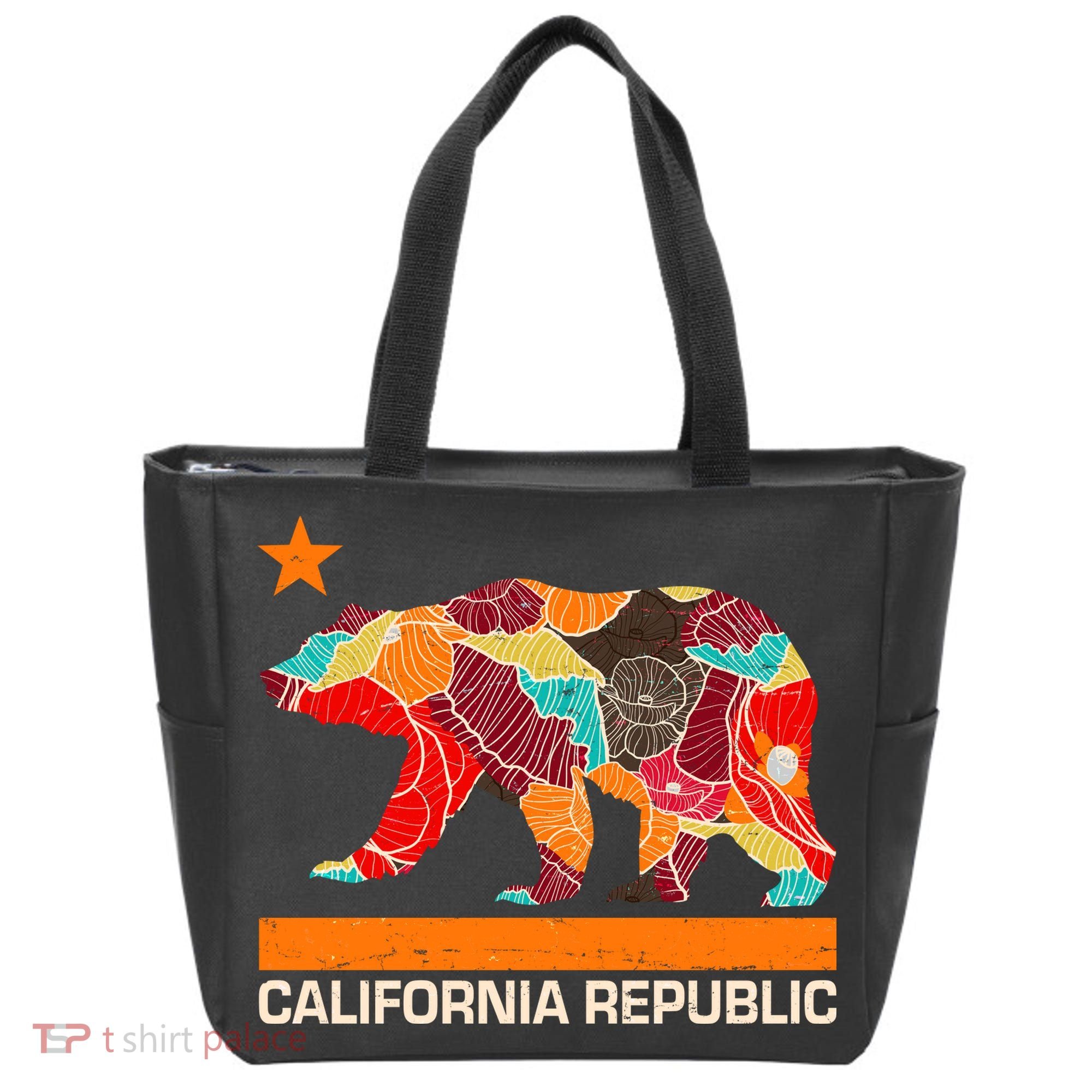 California Republic Logo Flower Floral Pattern Bear Tote Bag