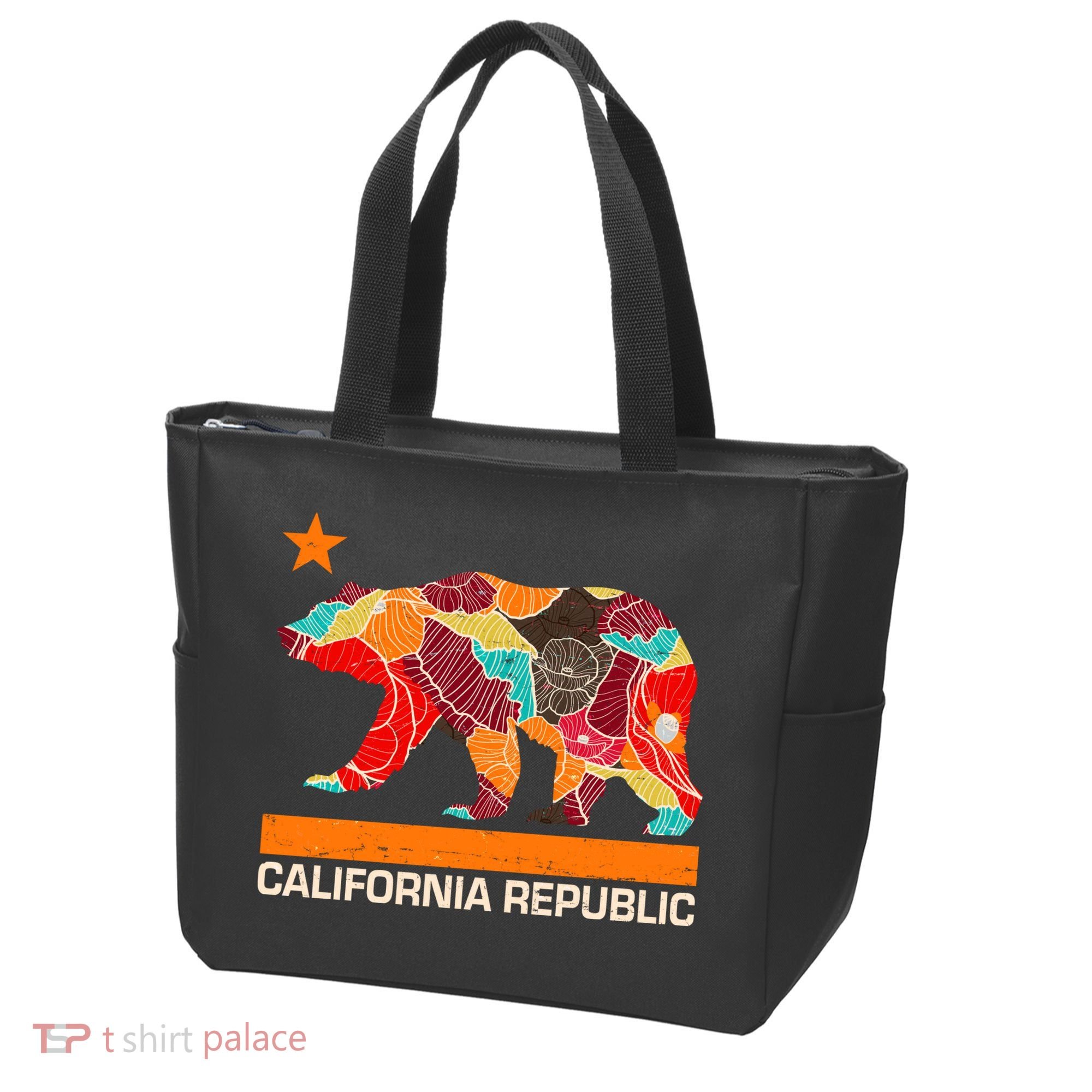 California Republic Logo Flower Floral Pattern Bear Tote Bag