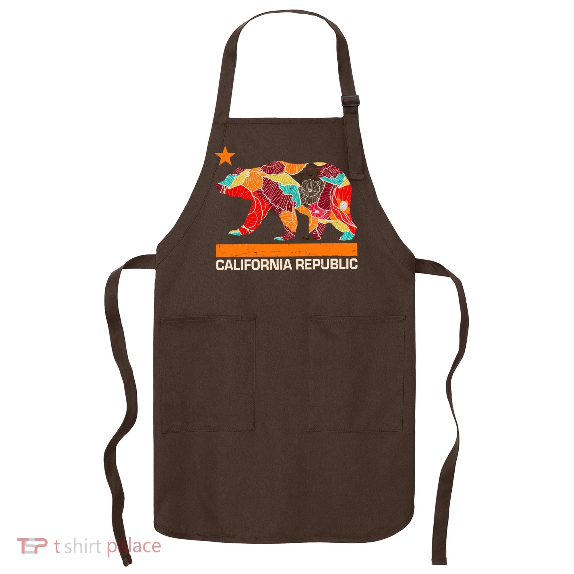 California Republic Logo Flower Floral Pattern Bear Apron