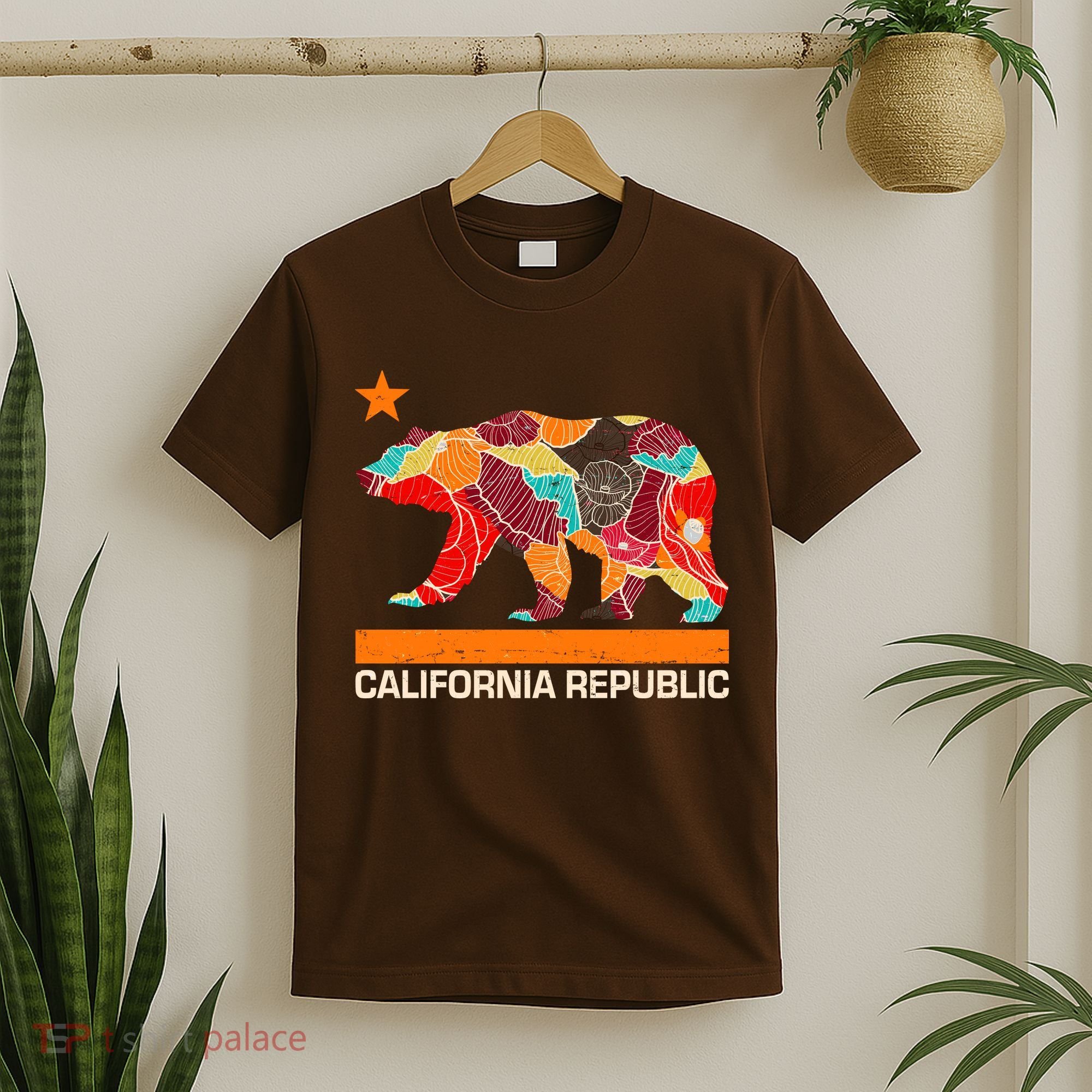 California Republic Logo Flower Floral Pattern Bear T-Shirt