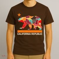 California Republic Logo Flower Floral Pattern Bear T-Shirt thumb 3