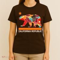 California Republic Logo Flower Floral Pattern Bear T-Shirt thumb 4