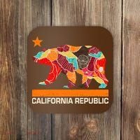California Republic Logo Flower Floral Pattern Bear Coaster thumb 0