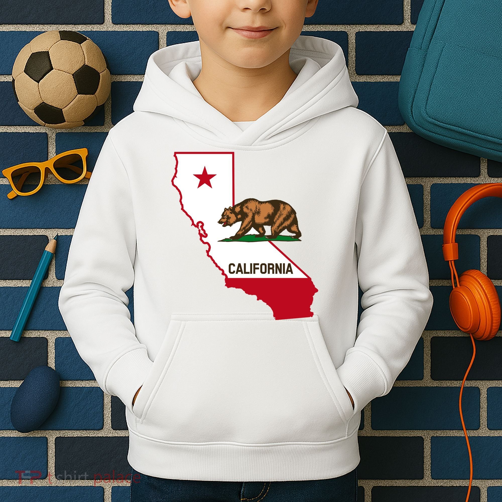 California State Bear Flag Kids Hoodie