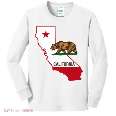 California State Bear Flag Kids Long Sleeve Shirt