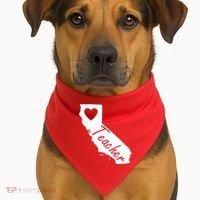 California State Teacher Red For Ed USA-Made Doggie Bandana thumb 1
