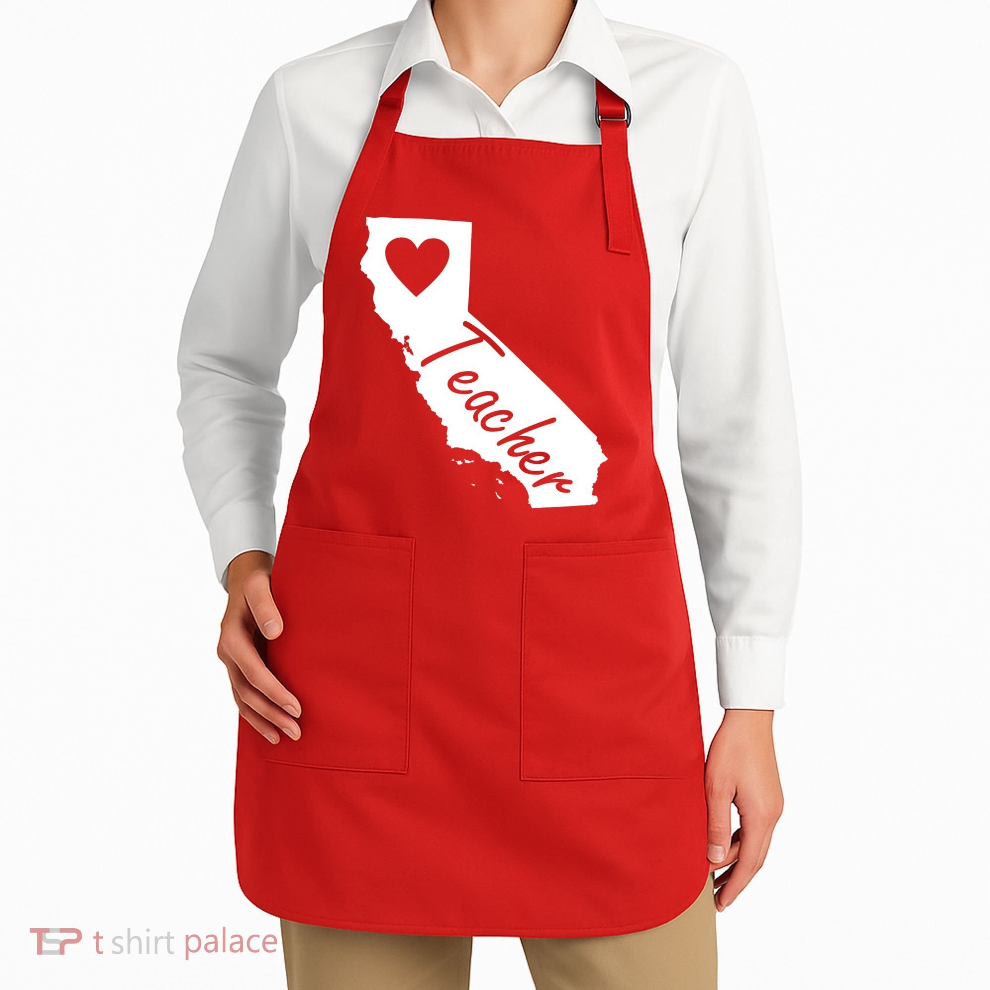 California State Teacher Red For Ed Apron