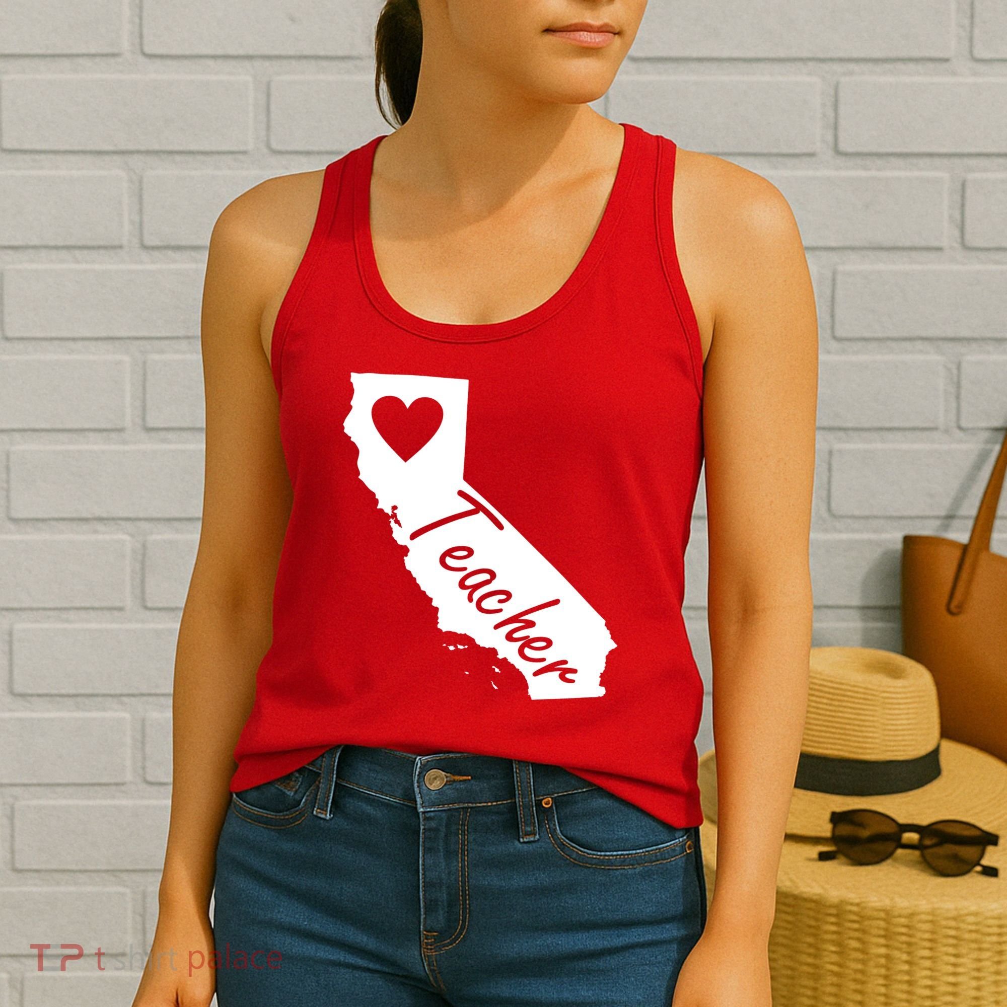 California State Teacher Red For Ed Women's Tank Top