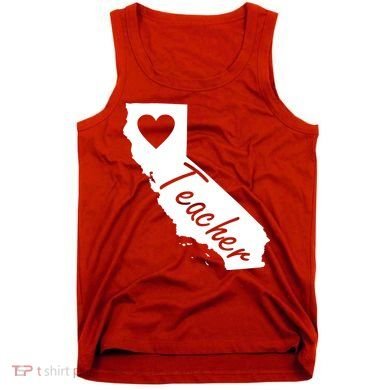 California State Teacher Red For Ed Tank Top