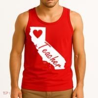 California State Teacher Red For Ed Tank Top thumb 3