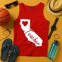 California State Teacher Red For Ed Tank Top thumb 4