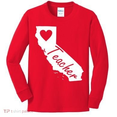 California State Teacher Red For Ed Kids Long Sleeve Shirt