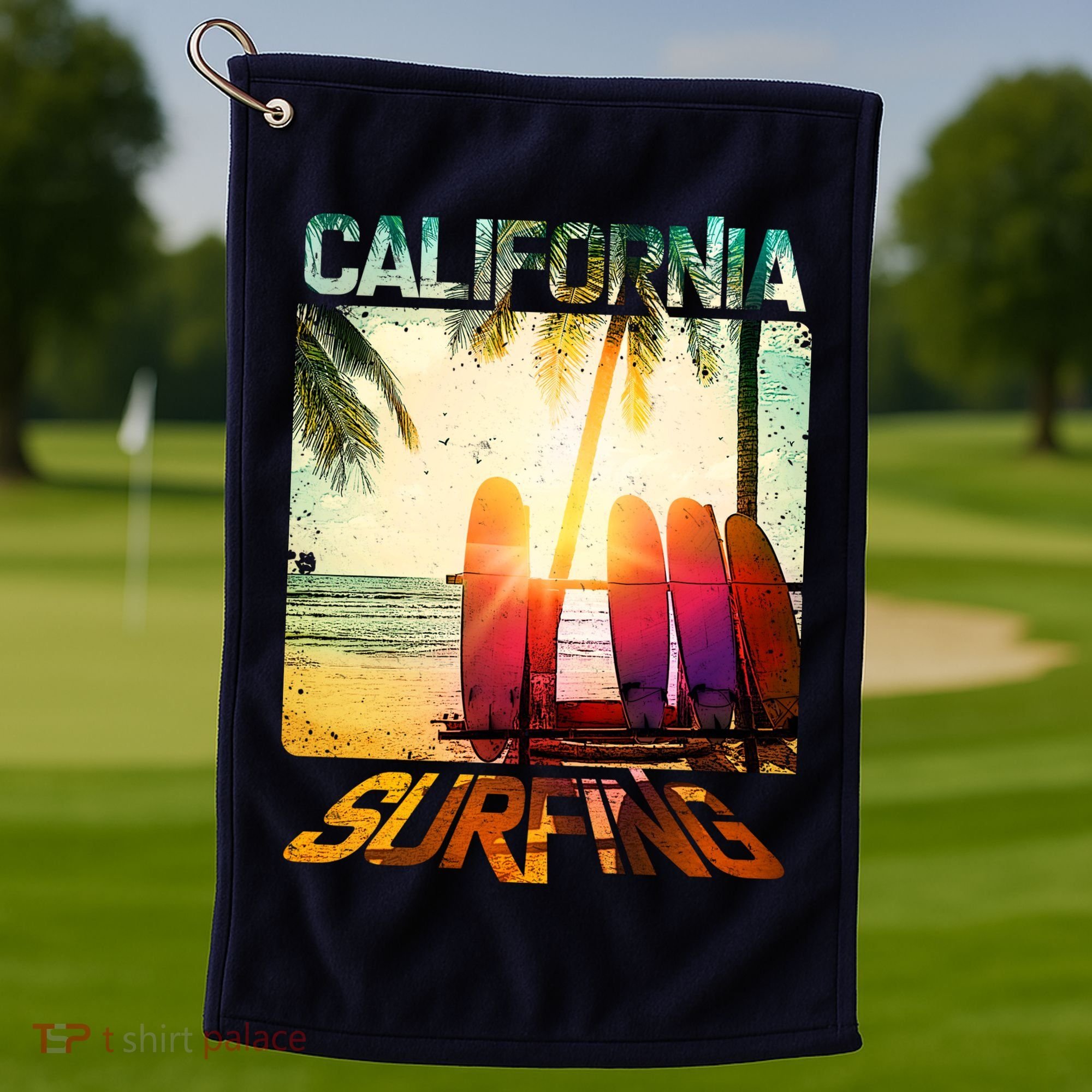 California Surfing Golf Towel