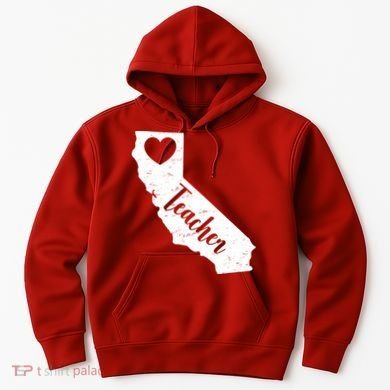 California Teacher Vintage Red For Ed  Hoodie