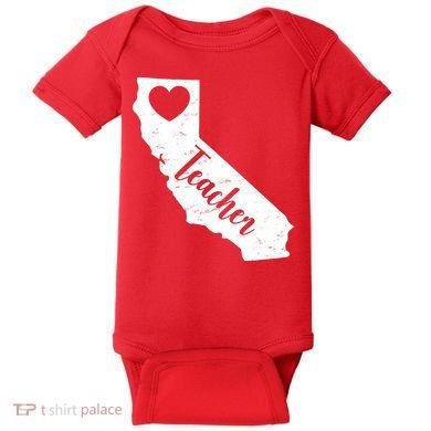 California Teacher Vintage Red For Ed  Baby Bodysuit