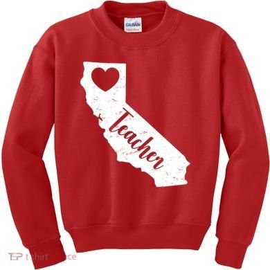 California Teacher Vintage Red For Ed  Kids Sweatshirt