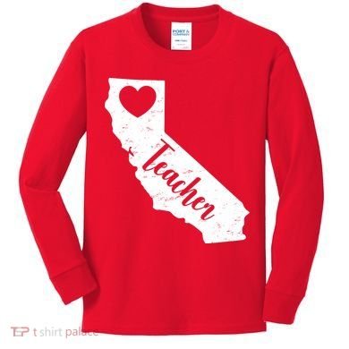 California Teacher Vintage Red For Ed  Kids Long Sleeve Shirt