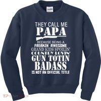 Call Me Badass Papa Spoiling Grandkids Kids Sweatshirt thumb 0