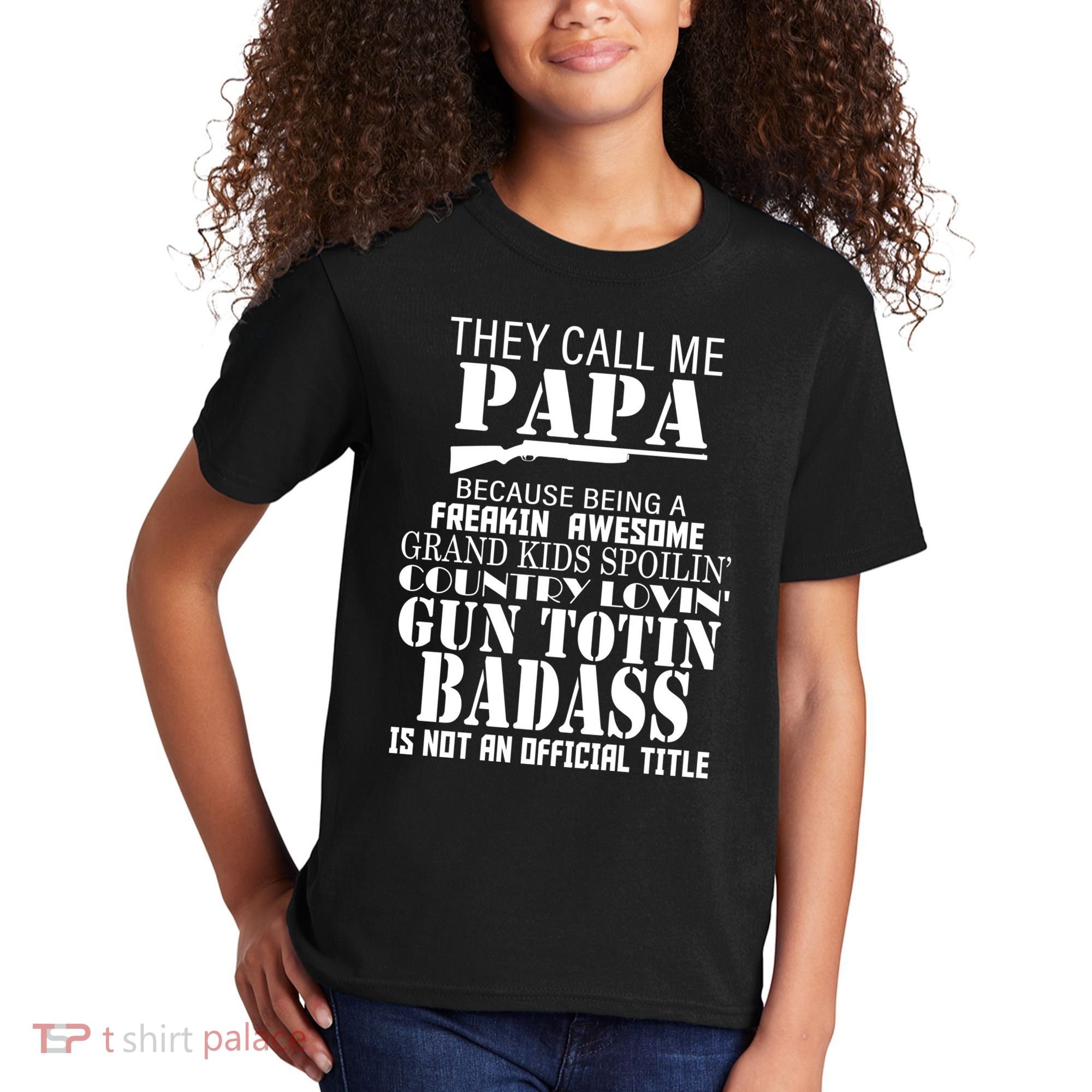 Call Me Badass Papa Spoiling Grandkids Kids T-Shirt