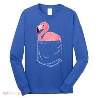 Cute Adorable Mini Flamingo in Pocket Long Sleeve Shirt thumb 0