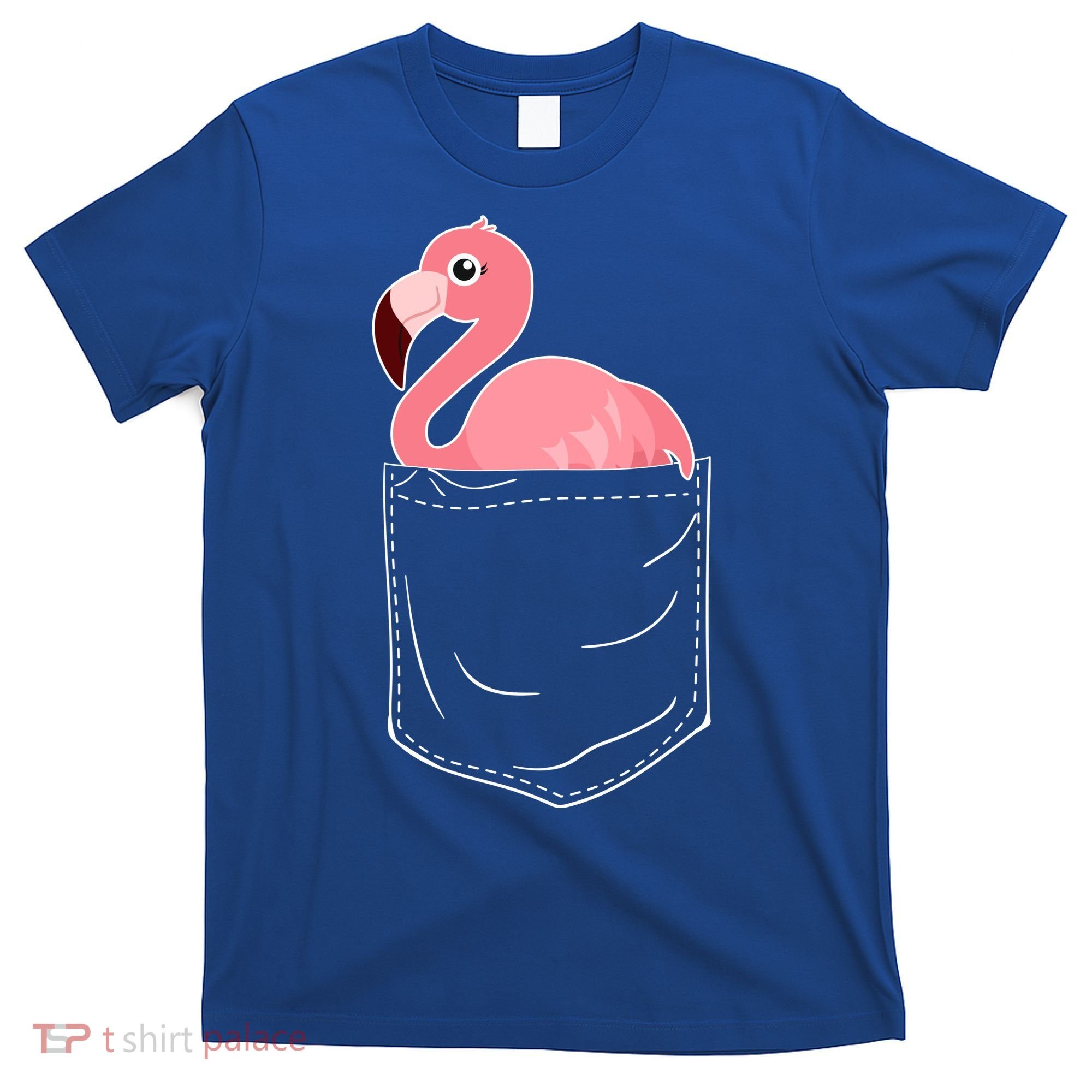 Cute Adorable Mini Flamingo in Pocket T-Shirt
