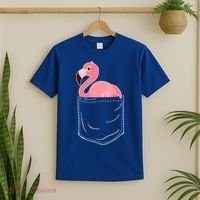 Cute Adorable Mini Flamingo in Pocket T-Shirt thumb 2