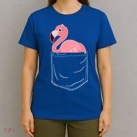 Cute Adorable Mini Flamingo in Pocket T-Shirt thumb 4