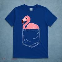 Cute Adorable Mini Flamingo in Pocket T-Shirt thumb 5