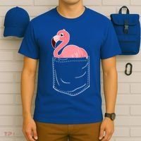 Cute Adorable Mini Flamingo in Pocket T-Shirt thumb 6