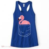 Cute Adorable Mini Flamingo in Pocket Women's Tank Top thumb 0