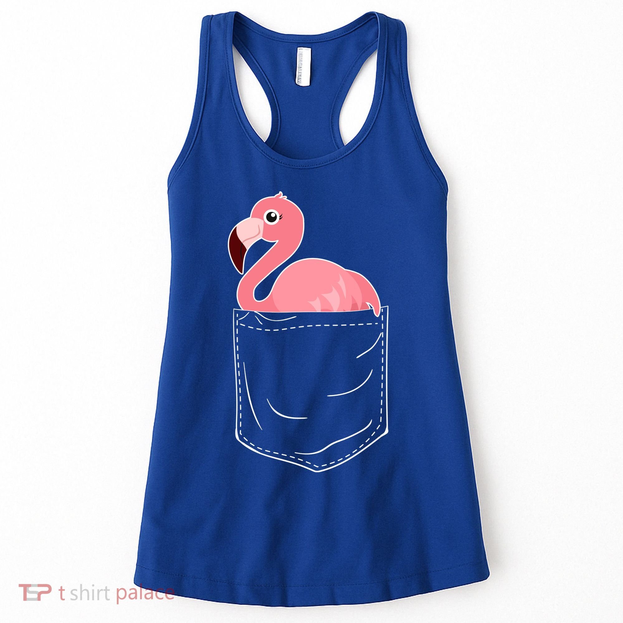 Cute Adorable Mini Flamingo in Pocket Women's Tank Top