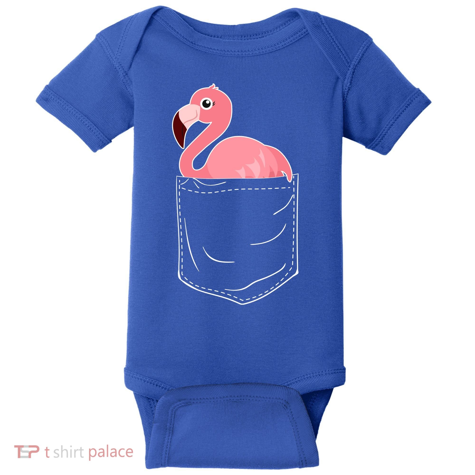 Cute Adorable Mini Flamingo in Pocket Baby Bodysuit