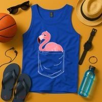 Cute Adorable Mini Flamingo in Pocket Tank Top thumb 4