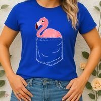 Cute Adorable Mini Flamingo in Pocket Women's T-Shirt thumb 2