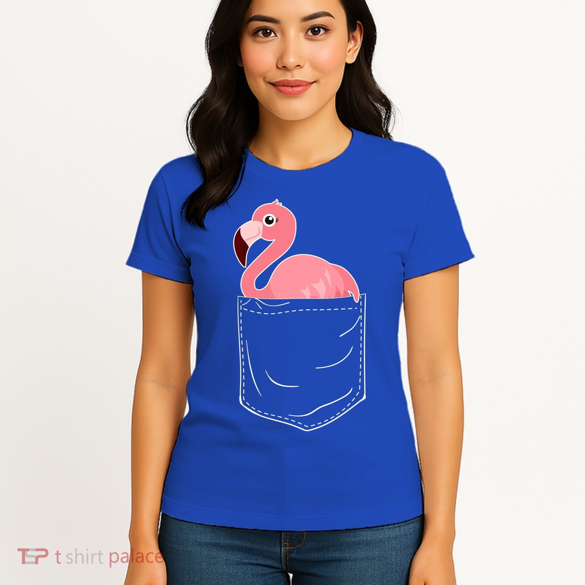 Cute Adorable Mini Flamingo in Pocket Women's T-Shirt