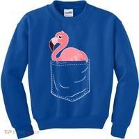 Cute Adorable Mini Flamingo in Pocket Kids Sweatshirt thumb 0