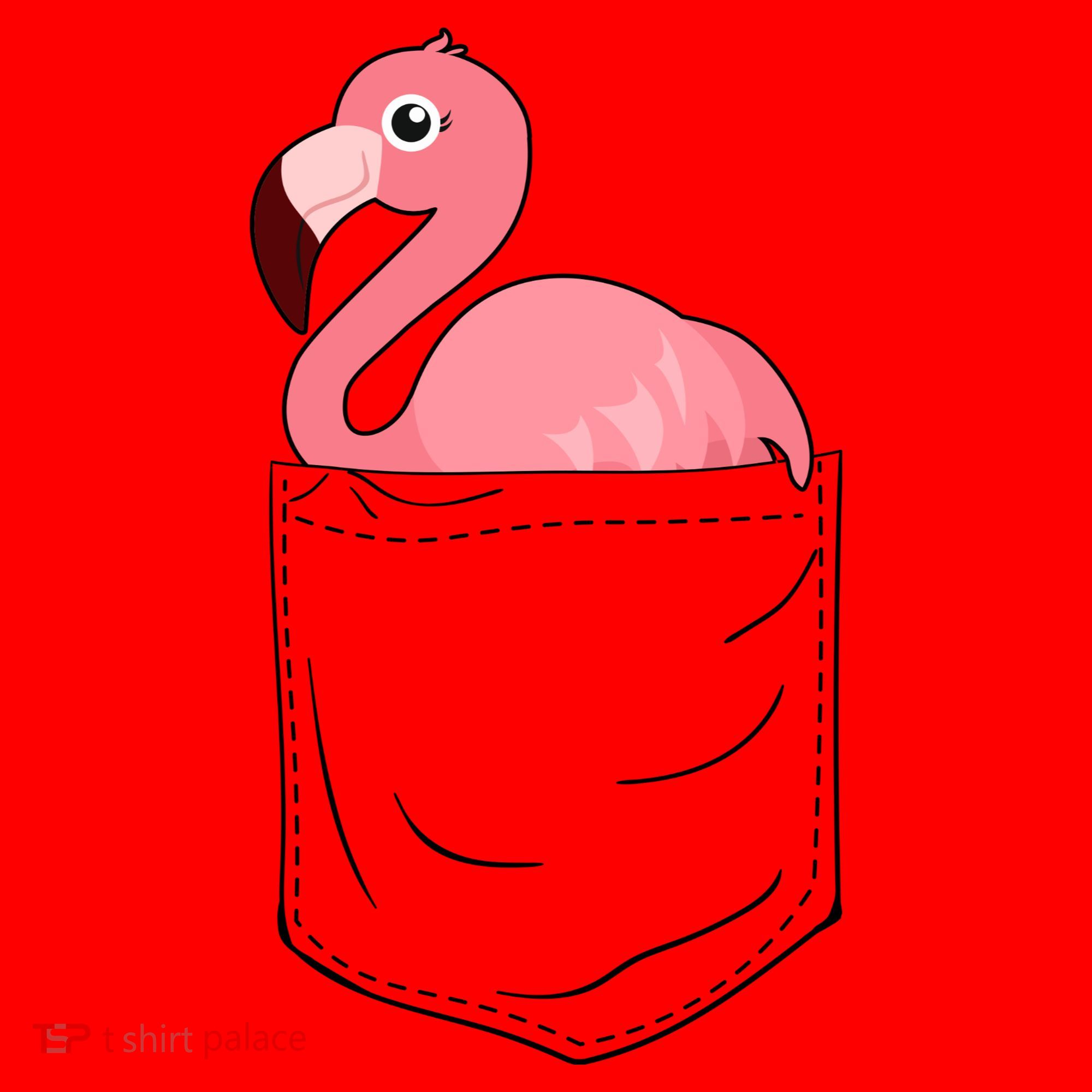 Cute Adorable Mini Flamingo in Pocket Santa Hat