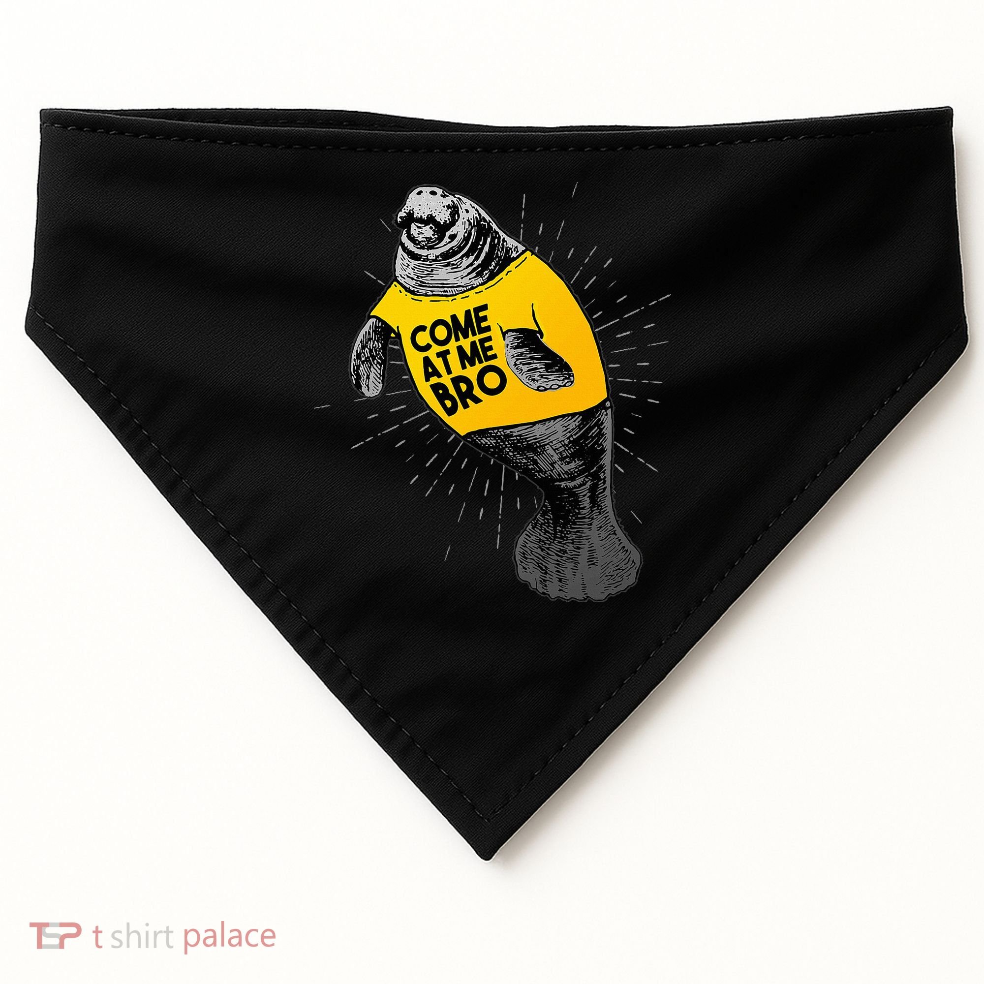 Come At Me Bro Manatee With Yellow Top USA-Made Doggie Bandana