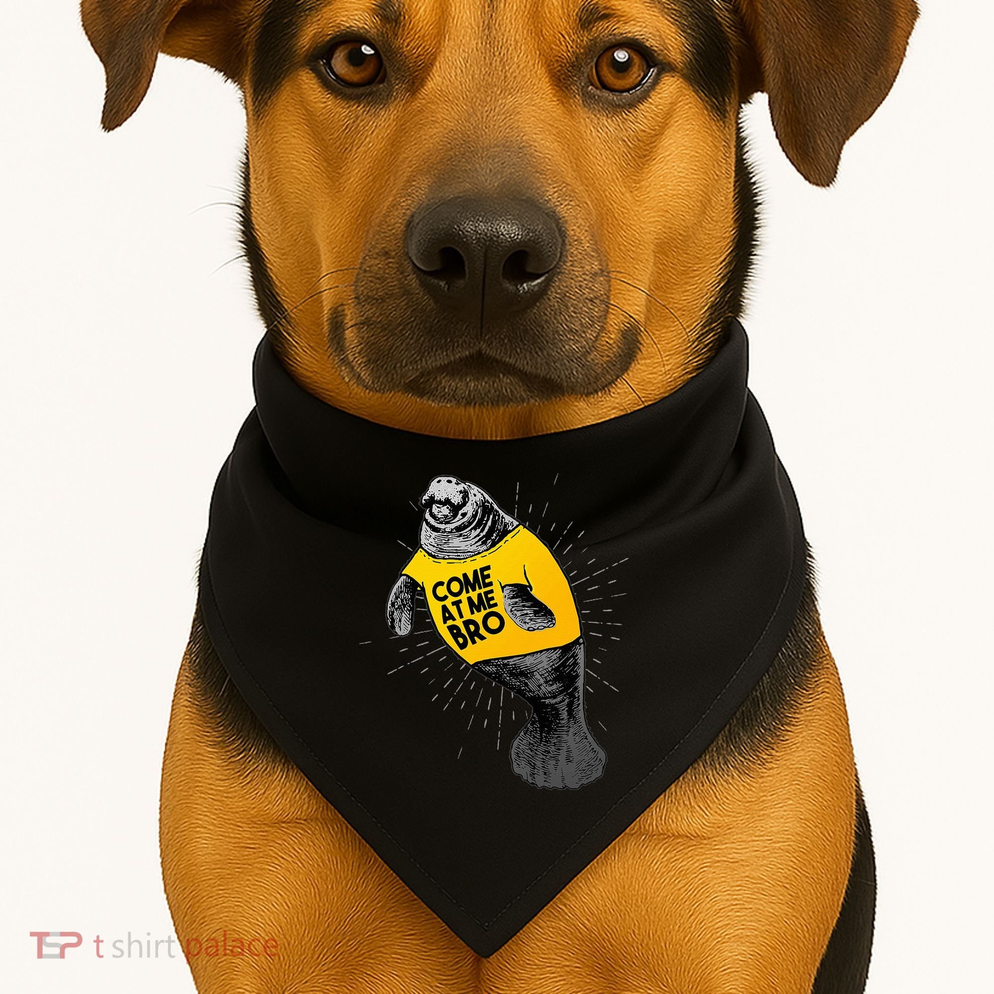 Come At Me Bro Manatee With Yellow Top USA-Made Doggie Bandana