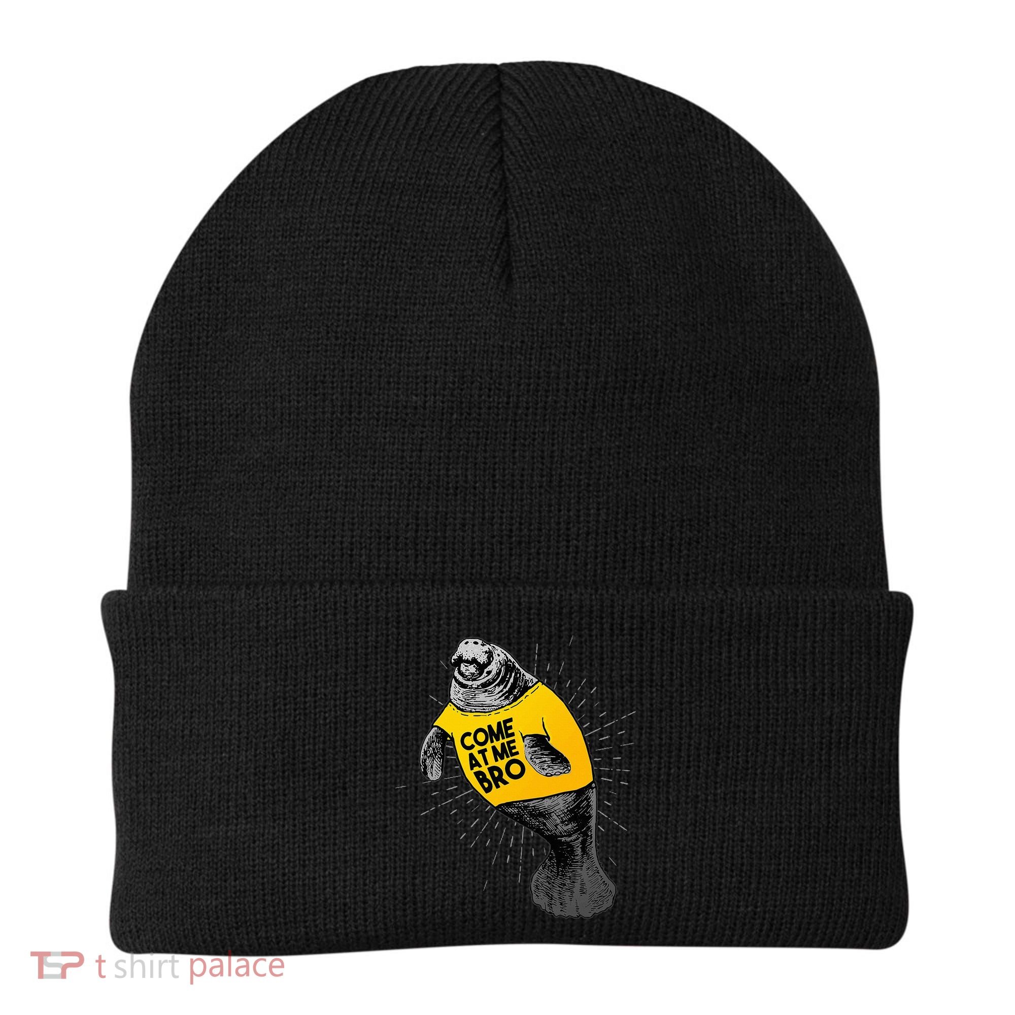Come At Me Bro Manatee With Yellow Top Beanie