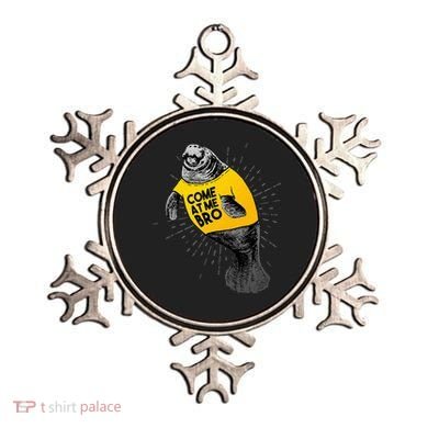 Come At Me Bro Manatee With Yellow Top Ornament