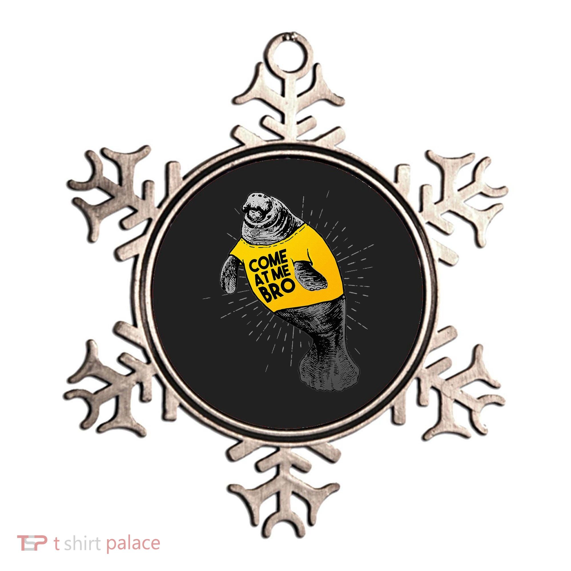 Come At Me Bro Manatee With Yellow Top Ornament