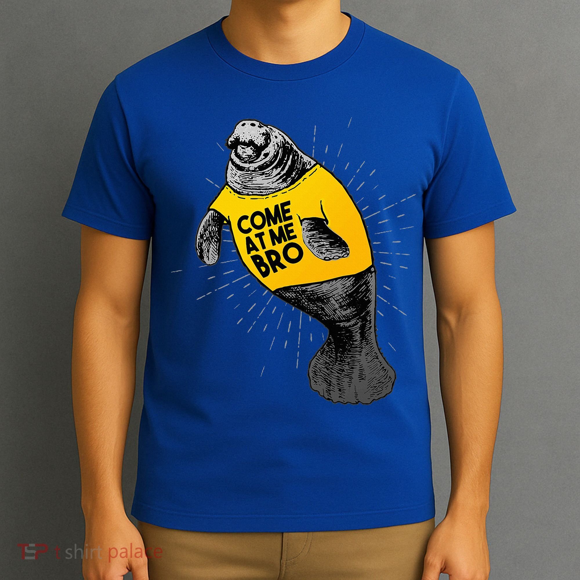 Come At Me Bro Manatee With Yellow Top T-Shirt